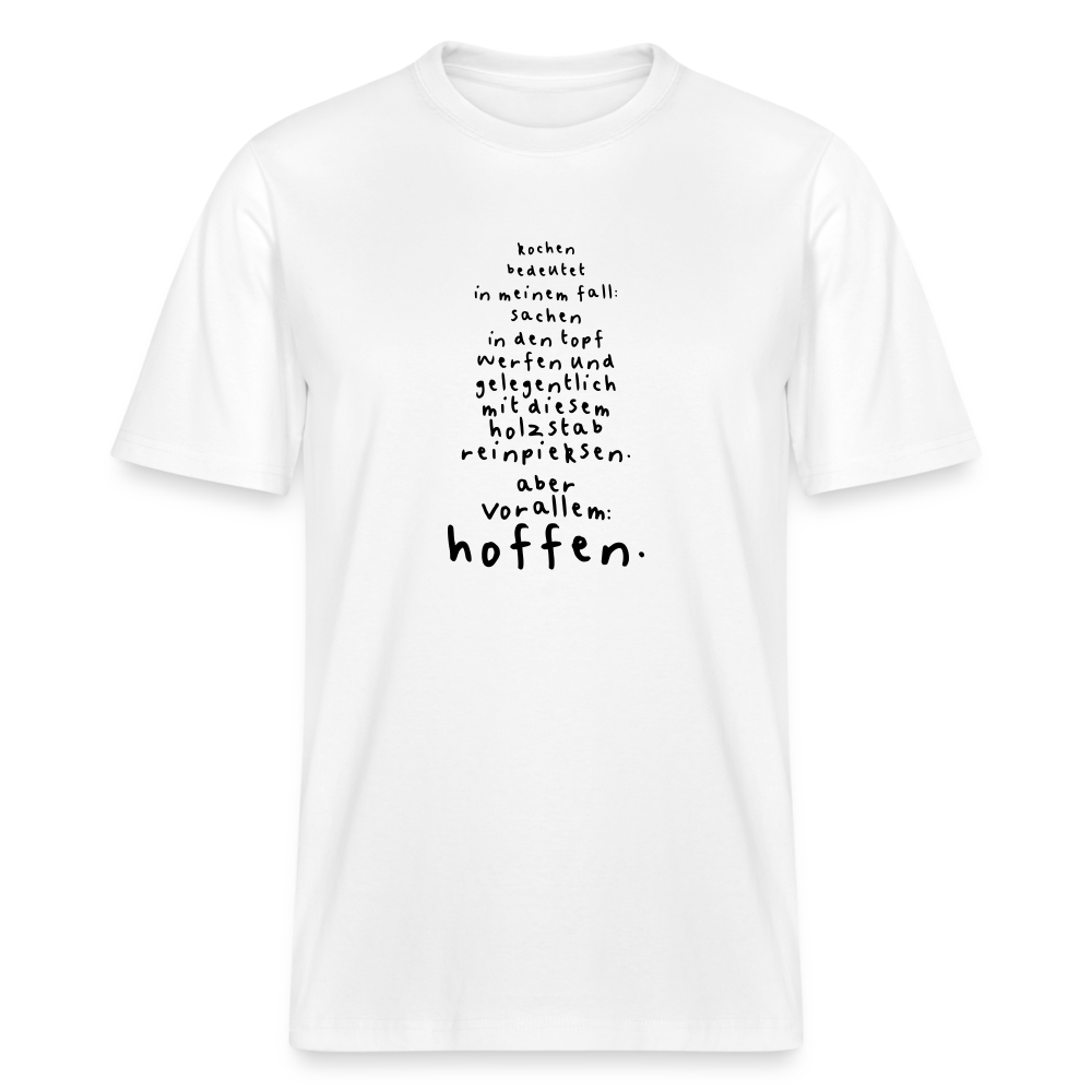 T-Shirt mit Spruchmotiv Kochen | Relaxed Fit Unisex - Weiß