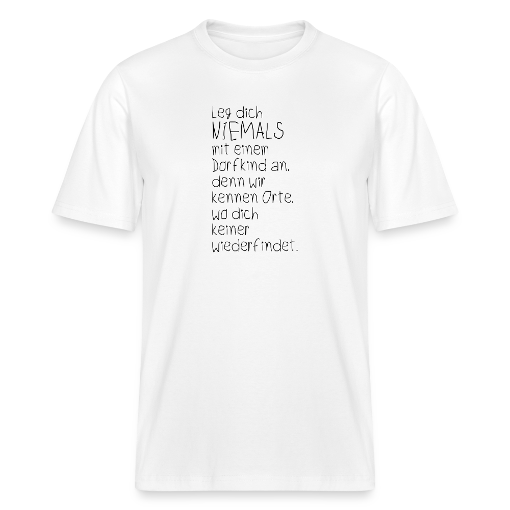 T-Shirt mit Spruchmotiv Dorfkind | Relaxed Fit Unisex - Weiß