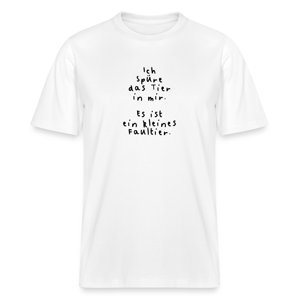T-Shirt mit Spruchmotiv Faultier | Relaxed Fit Unisex - Weiß
