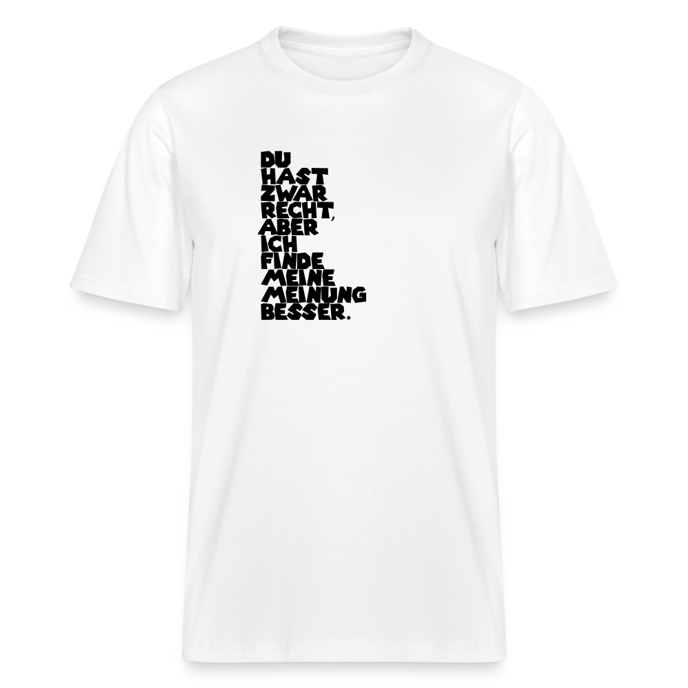 T-Shirt mit Spruchmotiv Meinung | Relaxed Fit Unisex - Weiß