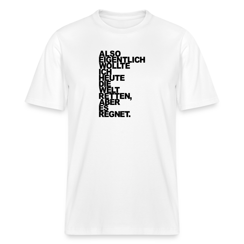 T-Shirt mit Spruchmotiv Regen | Relaxed Fit Unisex - Weiß