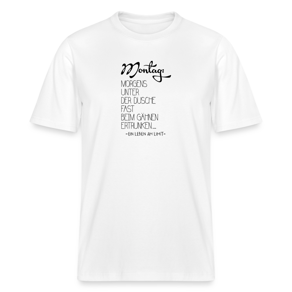T-Shirt mit Spruchmotiv Gähnen | Relaxed Fit Unisex - Weiß