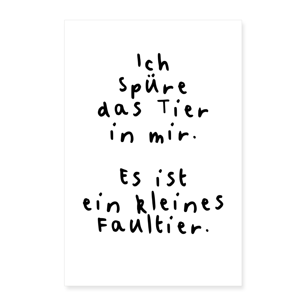 Kunstdruck Faultier | 60x90 cm - Weiß