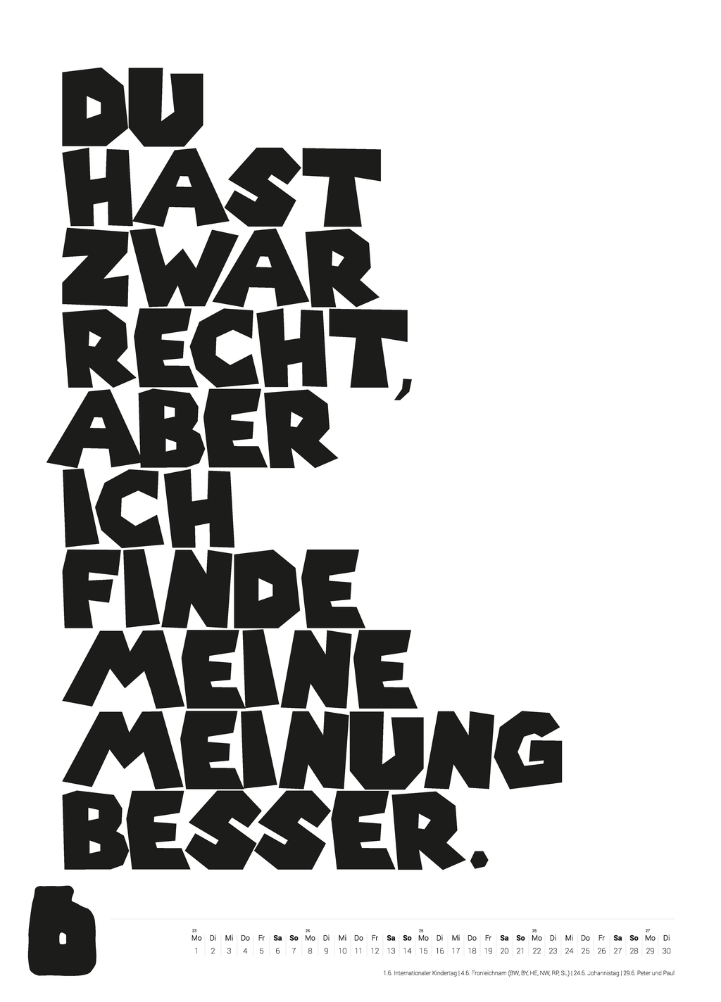 Großer Typokalender 2026 (50x70 cm)