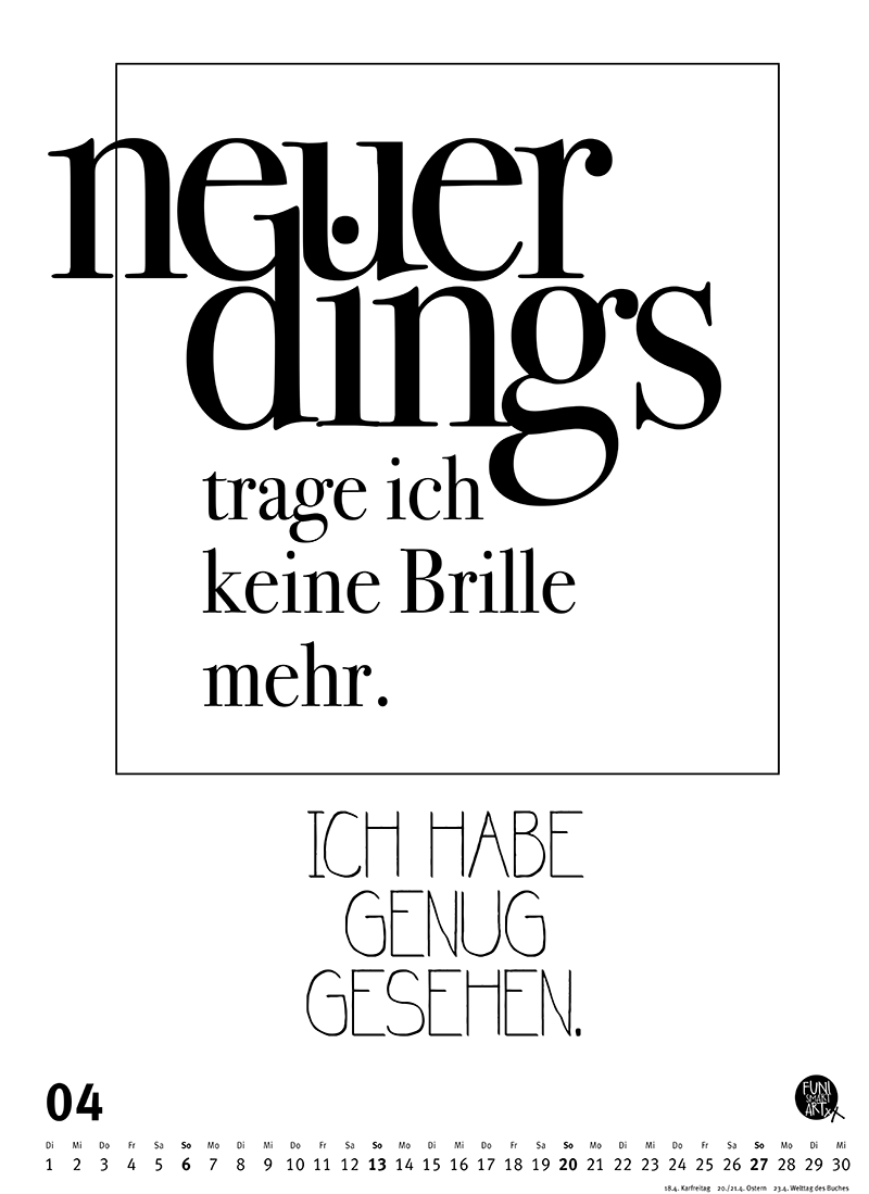 Großer Typokalender 2025 (Format 49,5 x 68,5 cm)