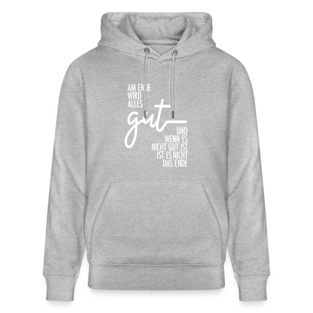 Hoodie mit Spruch ALLES GUT  (unisex) - Grau meliert