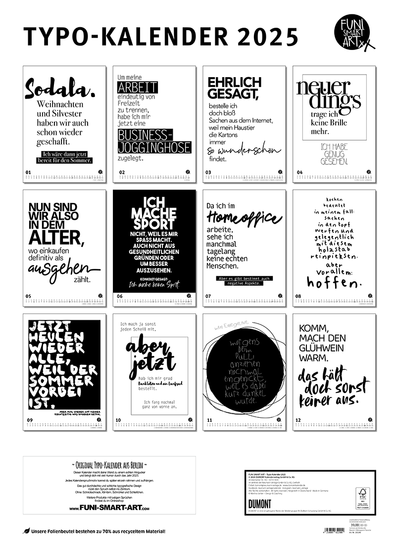 Großer Typokalender 2025 (Format 49,5 x 68,5 cm)