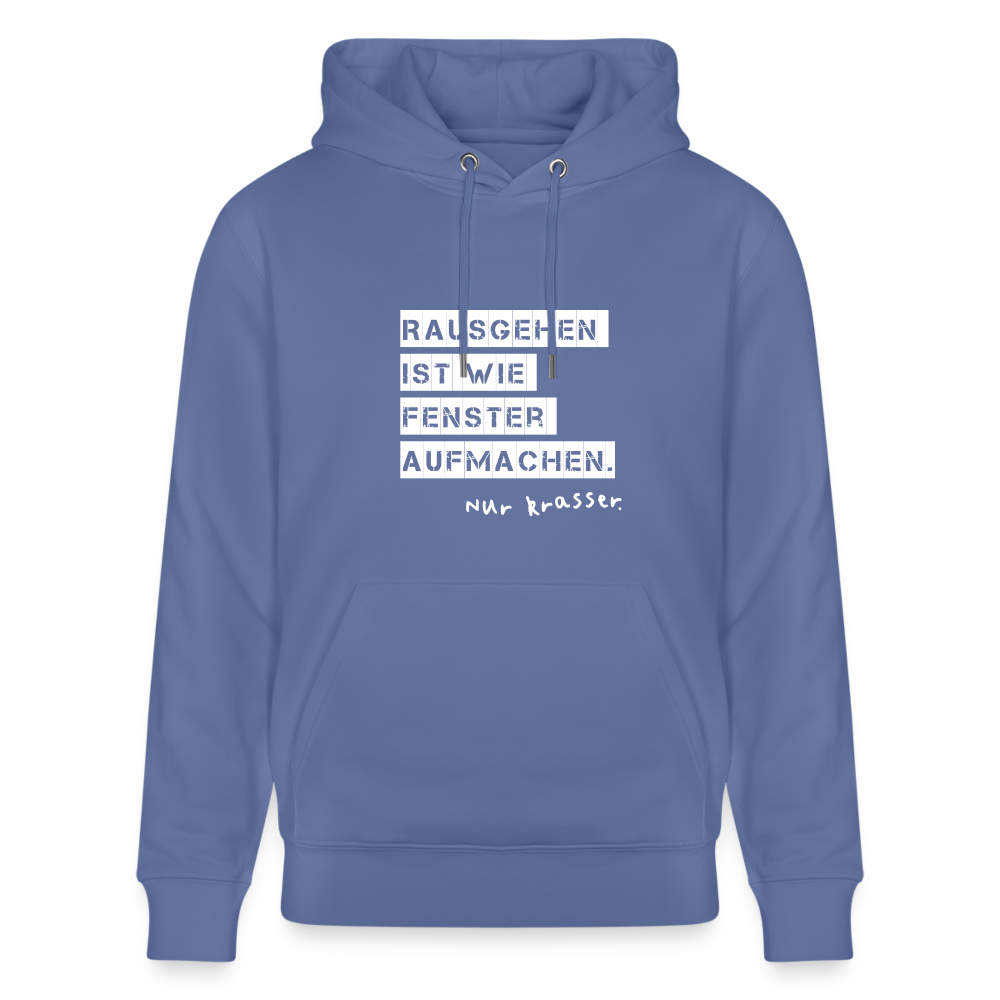 Hoodie mit Spruch Rausgehen (unisex) - Blau