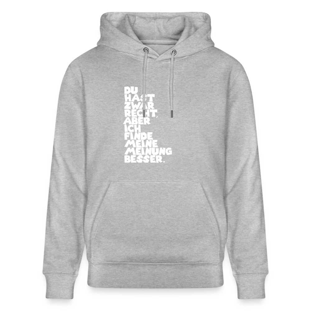 Hoodie mit Spruch Meinung (unisex) - Grau meliert