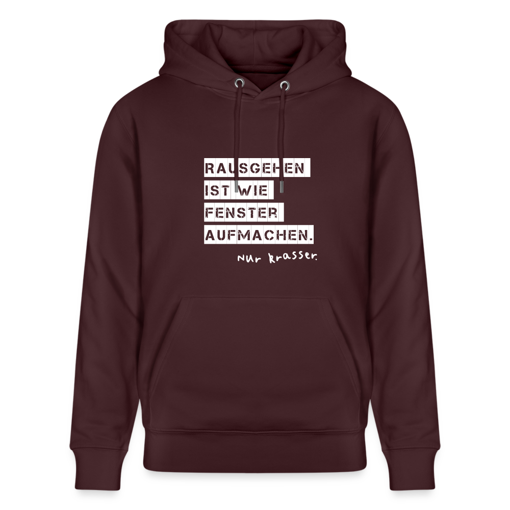 Hoodie mit Spruch Rausgehen (unisex) - Maroon