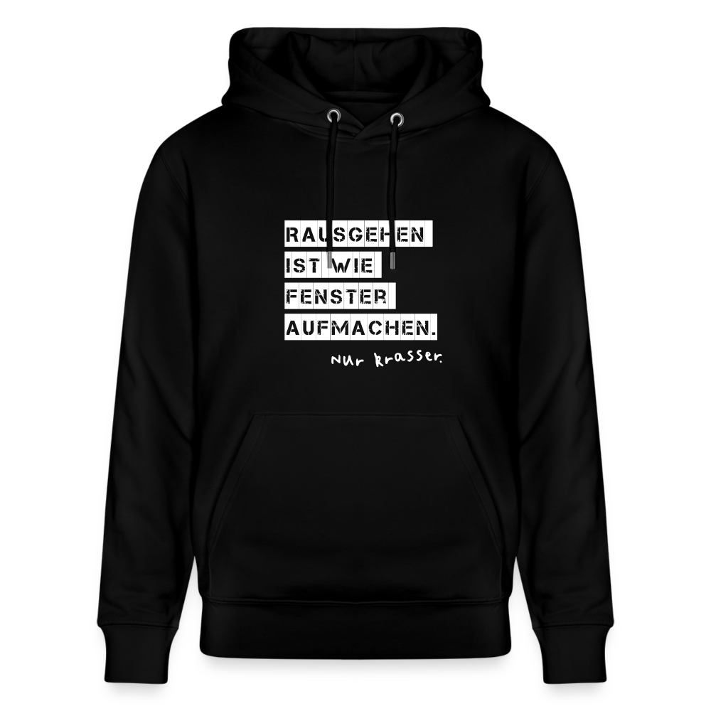 Hoodie mit Spruch Rausgehen (unisex) - Schwarz