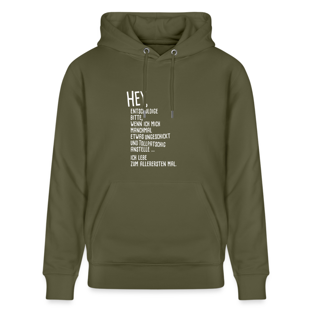 Hoodie mit Spruch Hey (unisex) - Khaki Grün