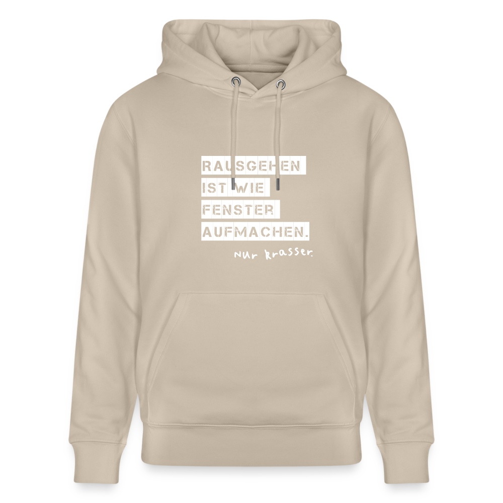 Hoodie mit Spruch Rausgehen (unisex) - Beige