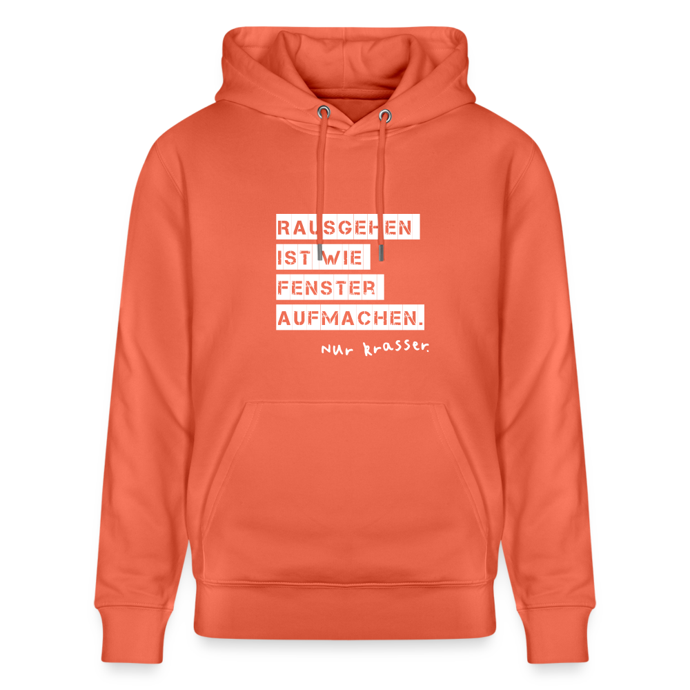 Hoodie mit Spruch Rausgehen (unisex) - Hellrot