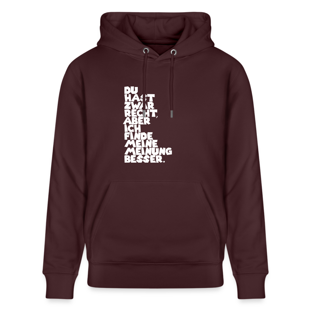 Hoodie mit Spruch Meinung (unisex) - Maroon