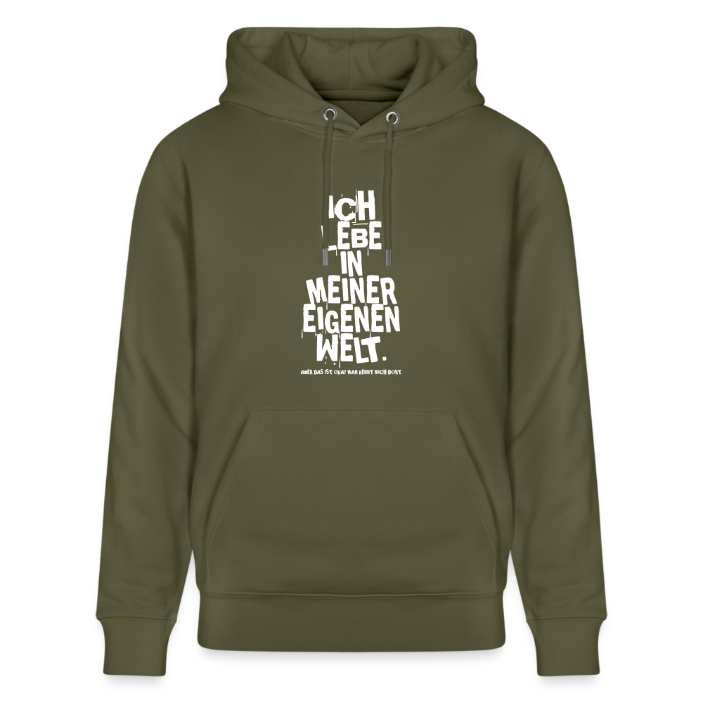 Hoodie mit Spruch Meine Welt (unisex) - Khaki Grün