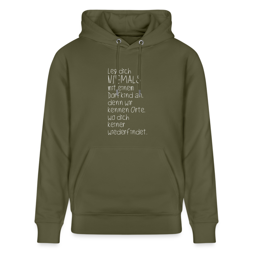 Hoodie mit Spruch Dorfkind (unisex) - Khaki Grün