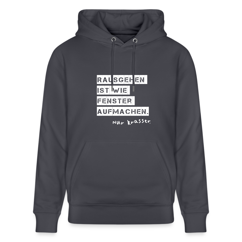 Hoodie mit Spruch Rausgehen (unisex) - Indigoblau