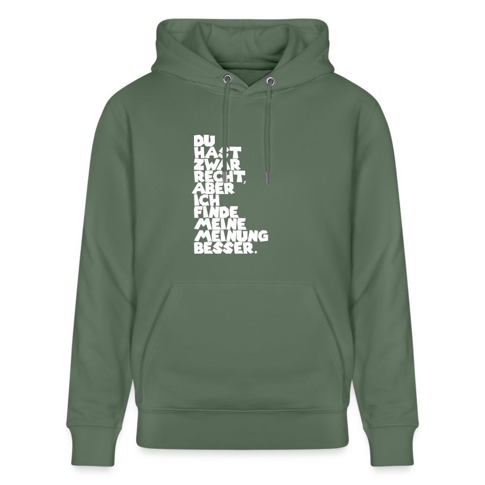 Hoodie mit Spruch Meinung (unisex) - Tanngrün