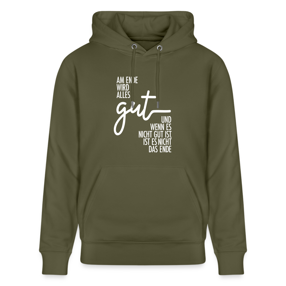 Hoodie mit Spruch ALLES GUT  (unisex) - Khaki Grün