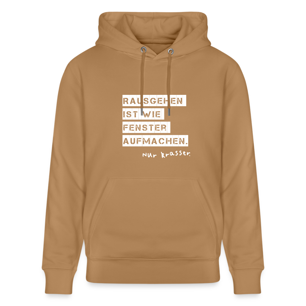 Hoodie mit Spruch Rausgehen (unisex) - Latte