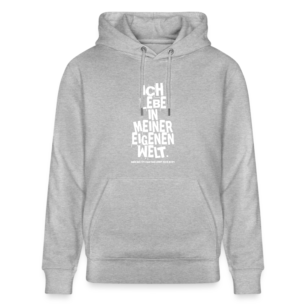 Hoodie mit Spruch Meine Welt (unisex) - Grau meliert