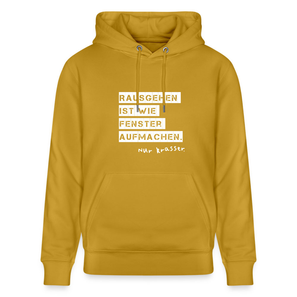 Hoodie mit Spruch Rausgehen (unisex) - Ocker