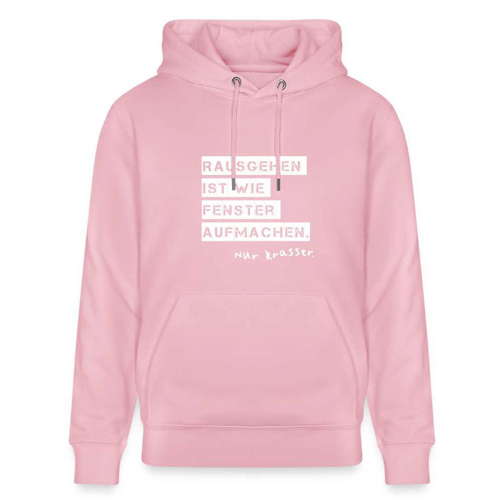 Hoodie mit Spruch Rausgehen (unisex) - Hellrosa