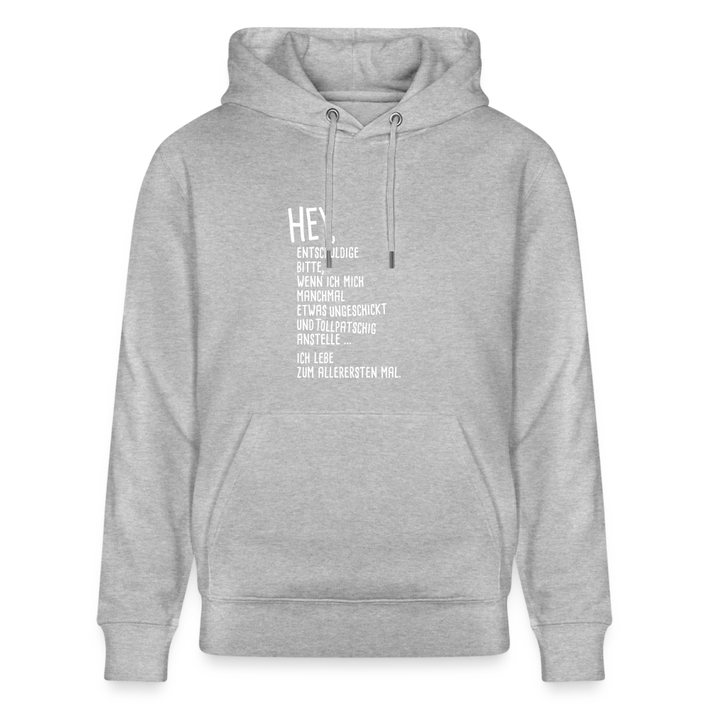 Hoodie mit Spruch Hey (unisex) - Grau meliert