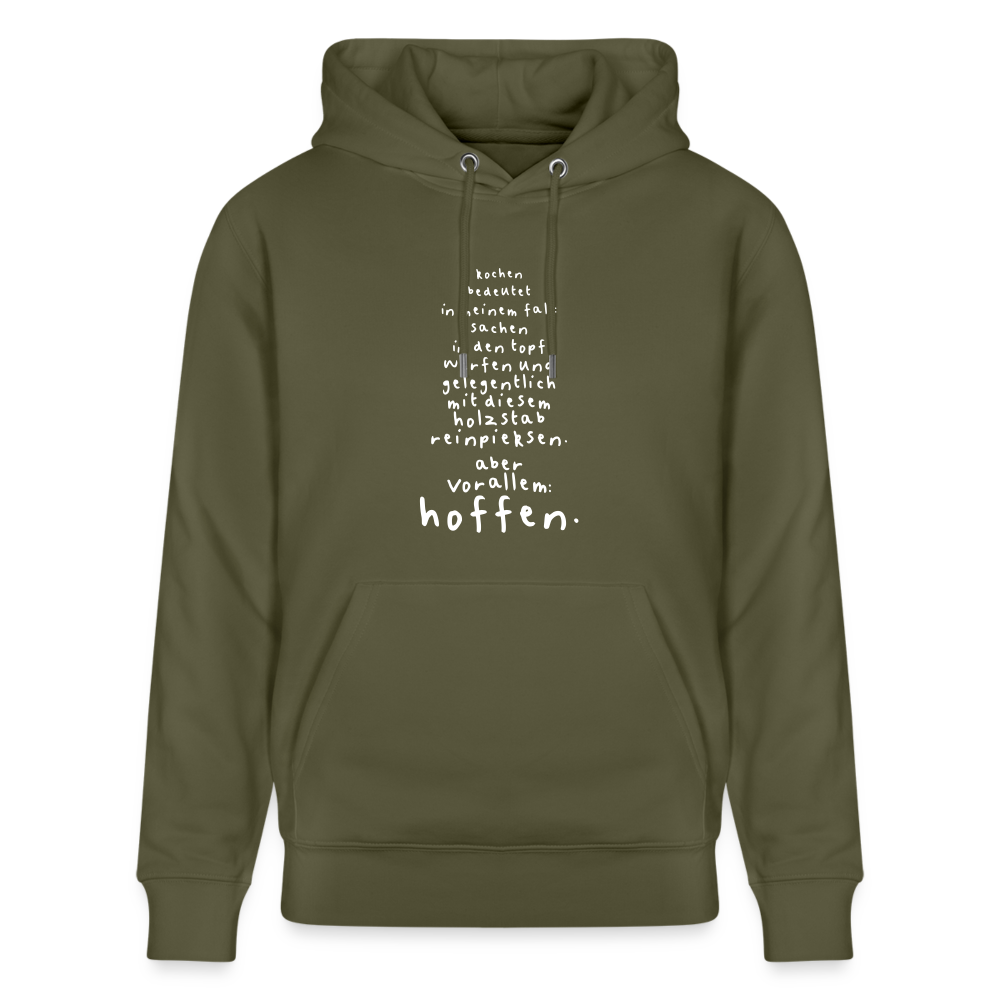 Hoodie mit Spruch Kochen (unisex) - Khaki Grün