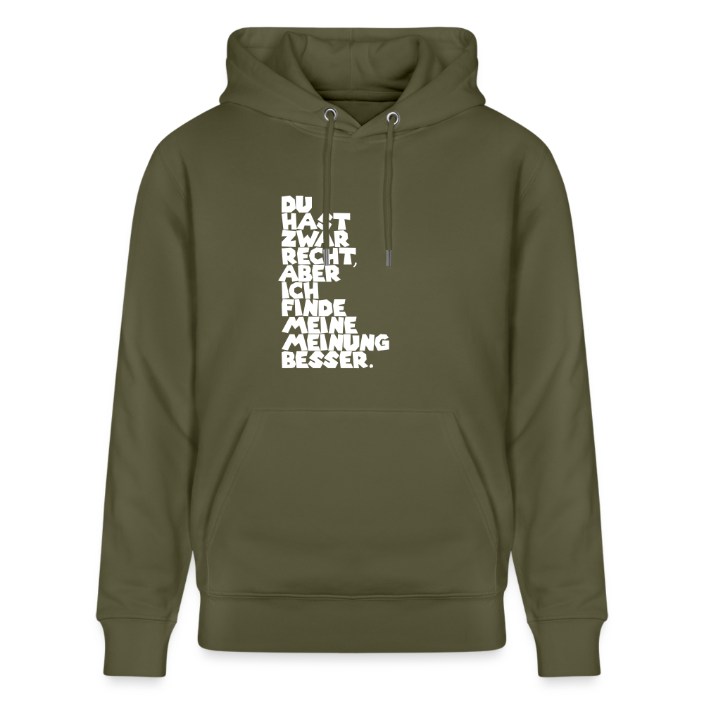 Hoodie mit Spruch Meinung (unisex) - Khaki Grün