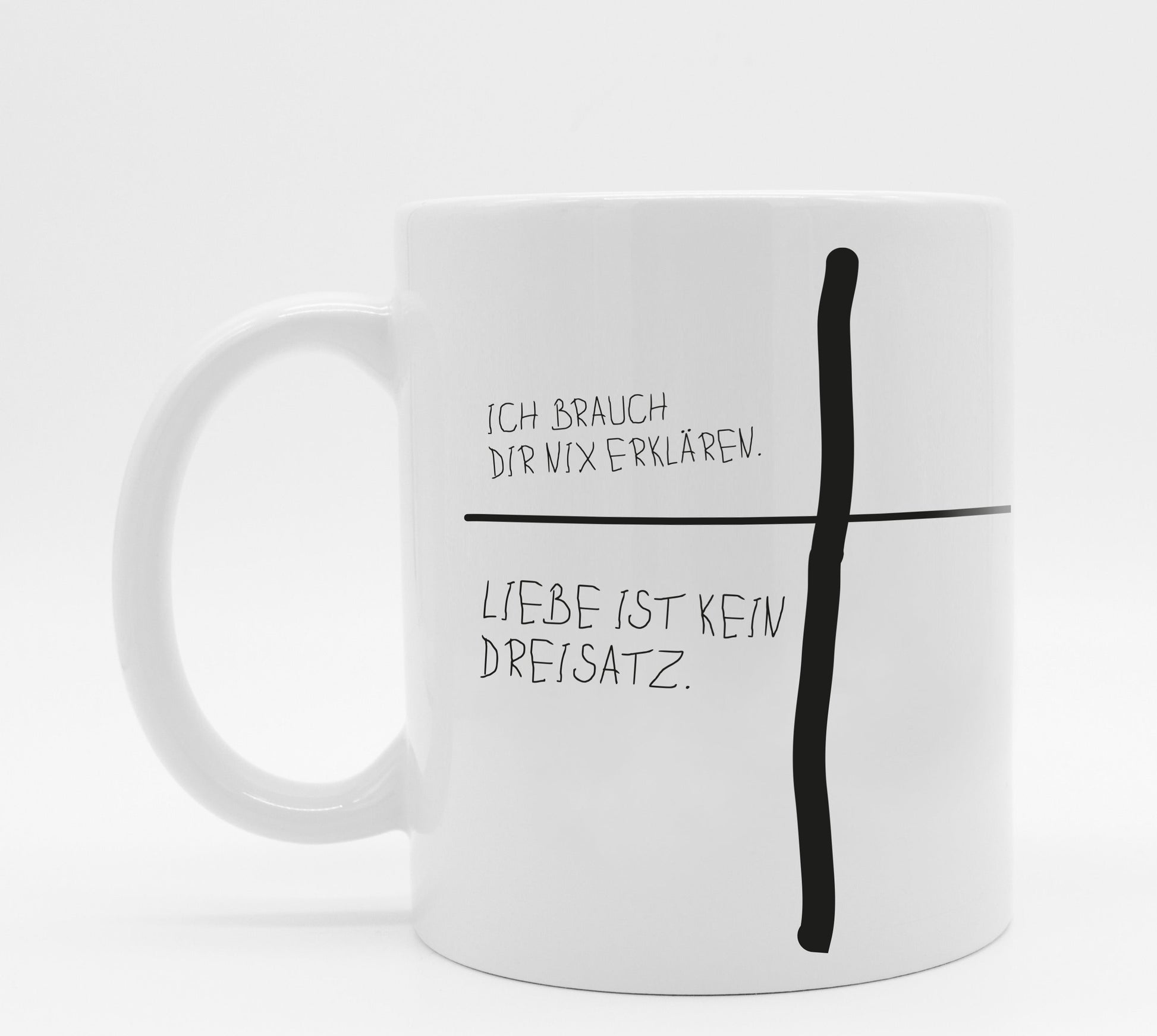 Tasse mit Spruch Dreisatz