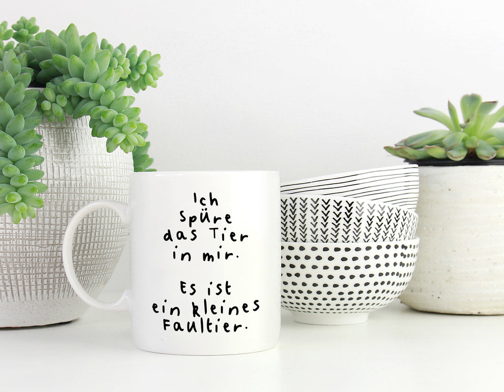 Tasse mit Spruch Faultier