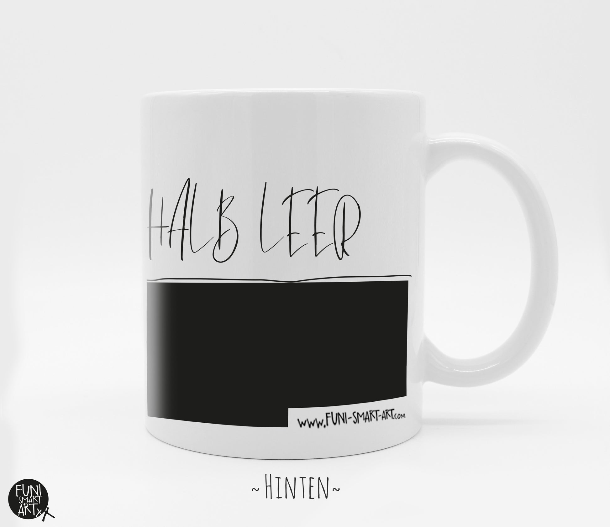 Tasse mit Spruch Halb Halb