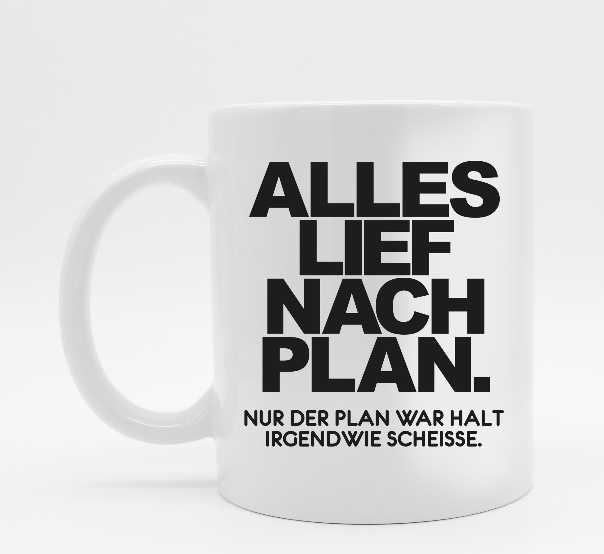 Tasse mit Spruch Plan