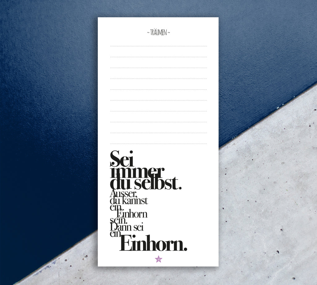 Notizblock Sei ein Einhorn