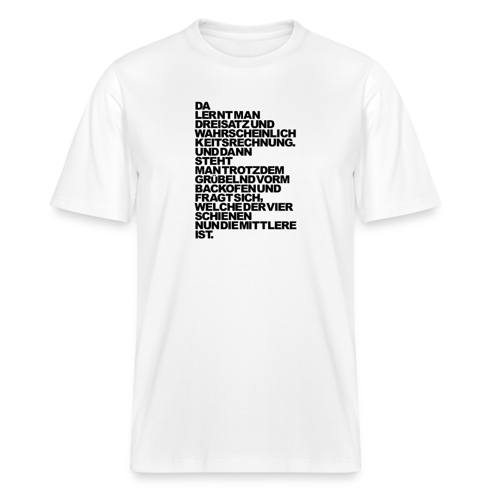 T-Shirt mit Spruchmotiv Mathegenie | Relaxed Fit Unisex - Weiß