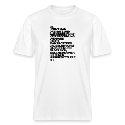 T-Shirt mit Spruchmotiv Mathegenie | Relaxed Fit Unisex - Weiß