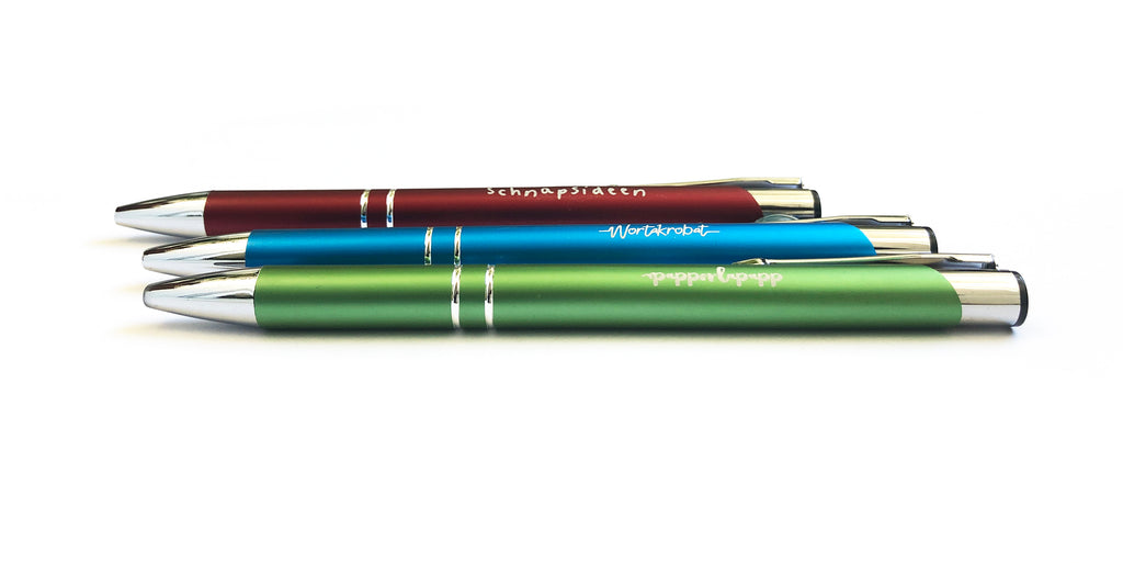 Kugelschreiber mit Gravur | 3er-Stiftset in blau, grün und rot