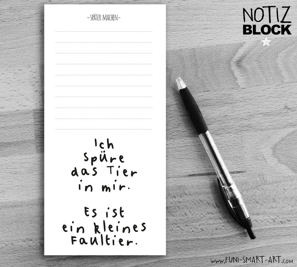 Notizblock Faultier