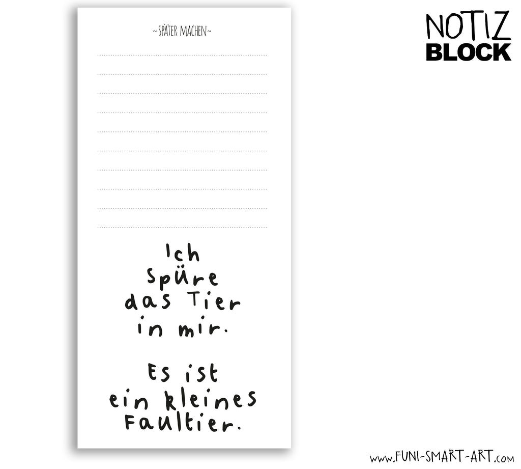 Notizblock Faultier