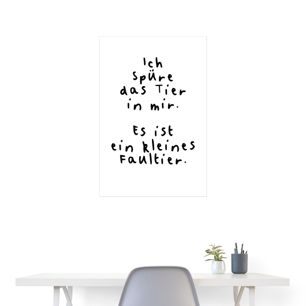 Kunstdruck Faultier | 60x90 cm - Weiß